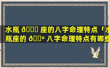 水瓶 🐕 座的八字命理特点「水瓶座的 🌺 八字命理特点有哪些」